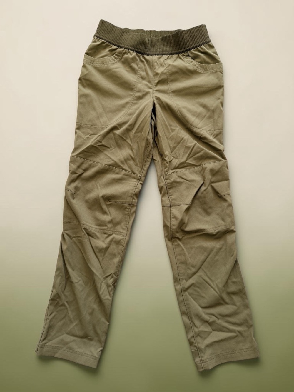REI Long Lightweight Pants Ribbed Elastic Hiking Outdoor Kids Girls S Khaki